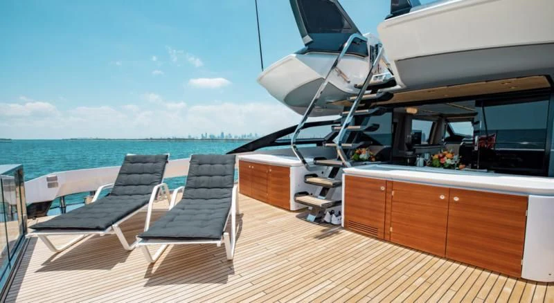 a boat on a deck aboard BASH II Yacht for Sale