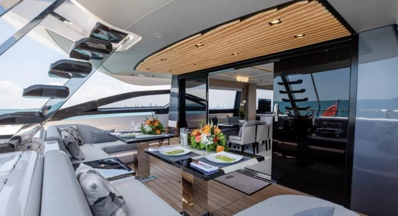 inside of a boat aboard BASH II Yacht for Sale