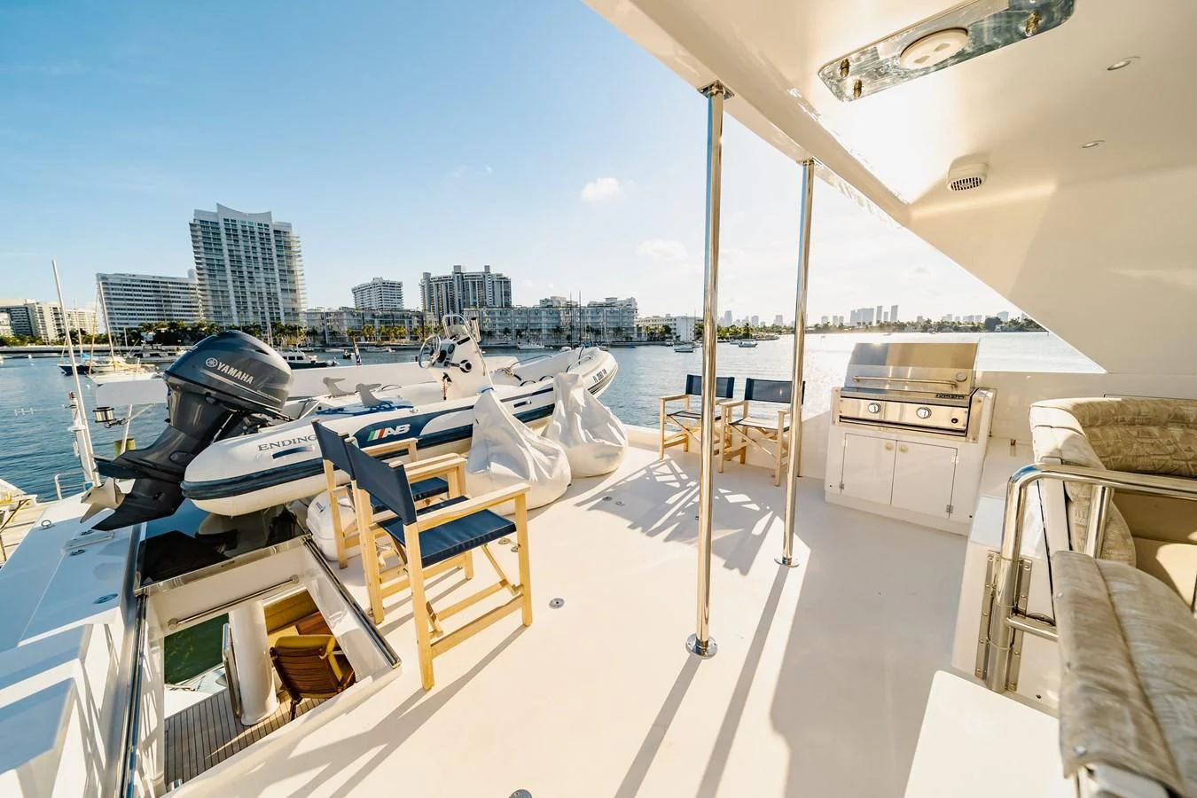 a boat on a deck aboard HAPPY Yacht for Sale