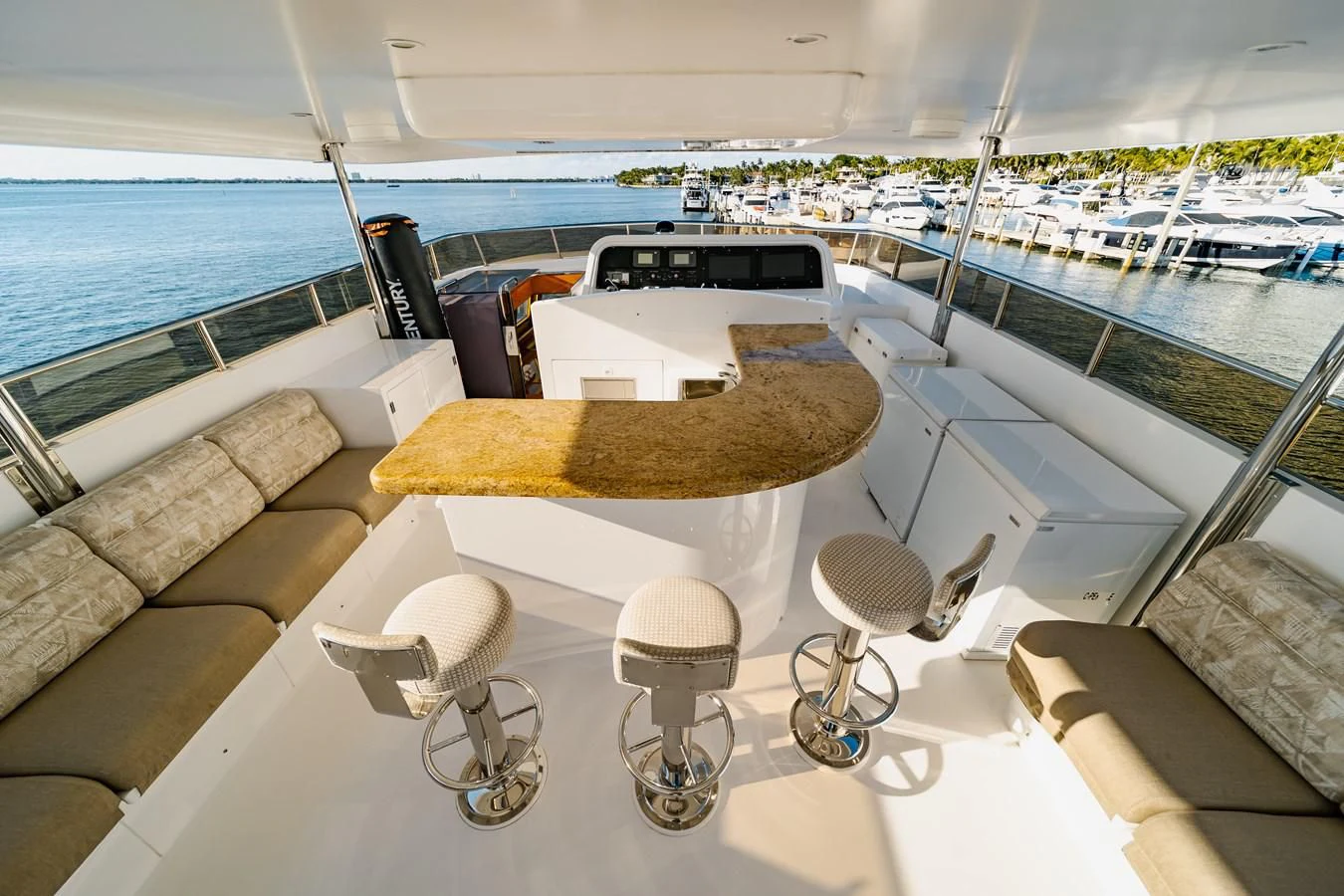 a lounge chair on a boat aboard HAPPY Yacht for Sale