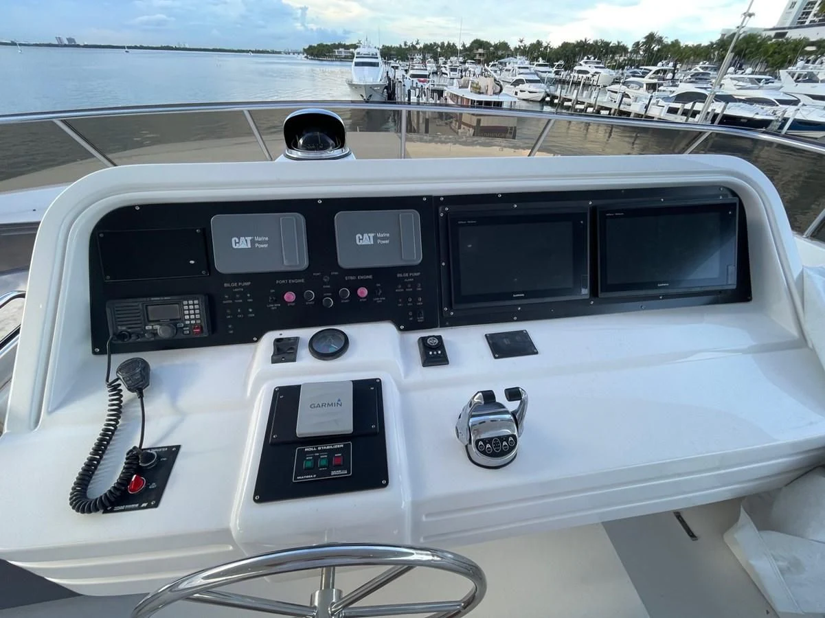 the inside of a car aboard HAPPY Yacht for Sale