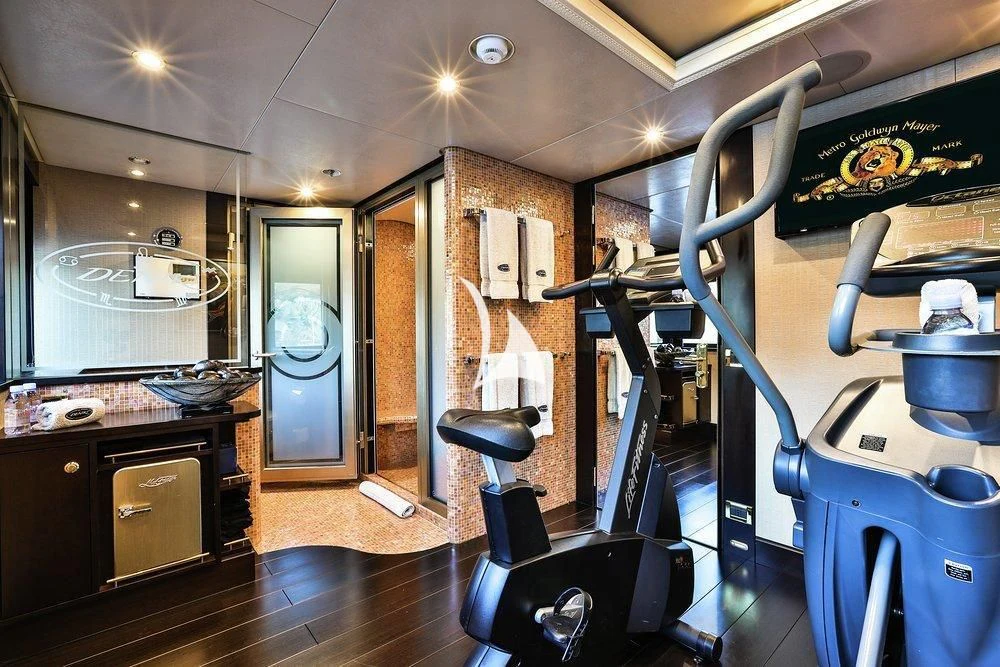 a kitchen with a large stove and a large sink aboard DENIKI Yacht for Sale