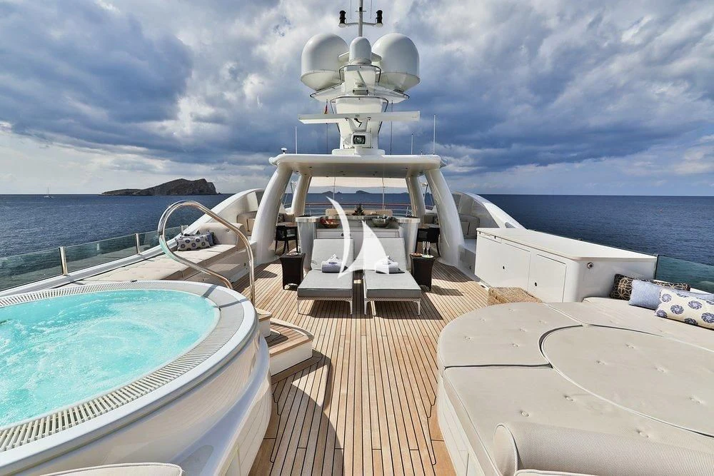 a boat on a deck aboard DENIKI Yacht for Sale