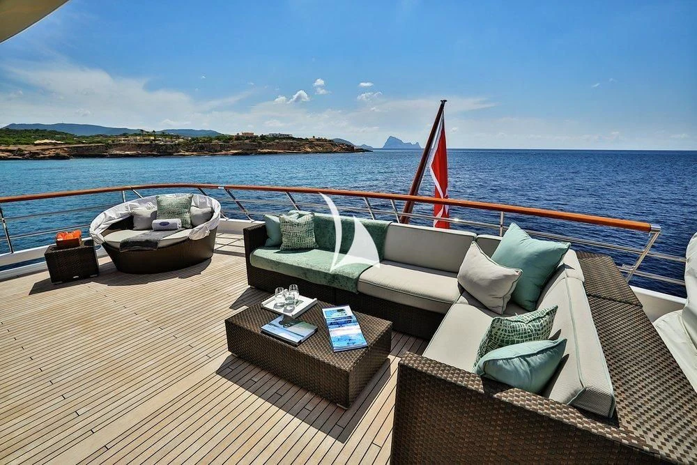 a boat on a dock aboard DENIKI Yacht for Sale