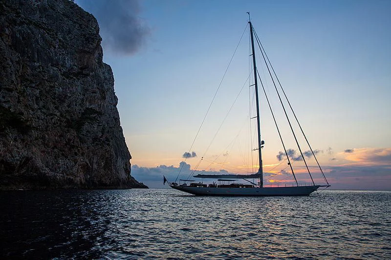 a boat sailing in the sea aboard VIJONARA Yacht for Sale
