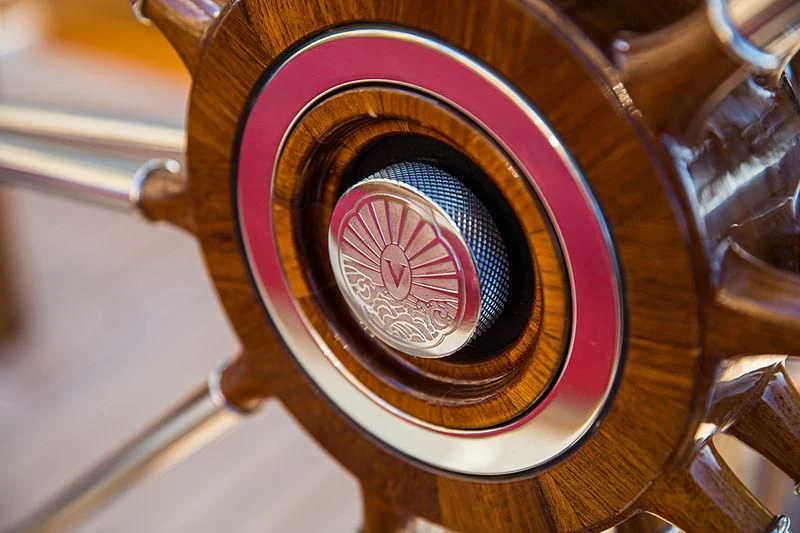 a red and white drum set aboard VIJONARA Yacht for Sale