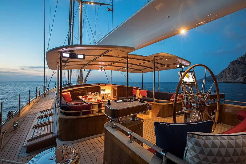 a boat on a deck aboard VIJONARA Yacht for Sale