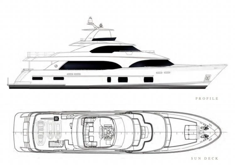 diagram, engineering drawing aboard PALINE II Yacht for Sale