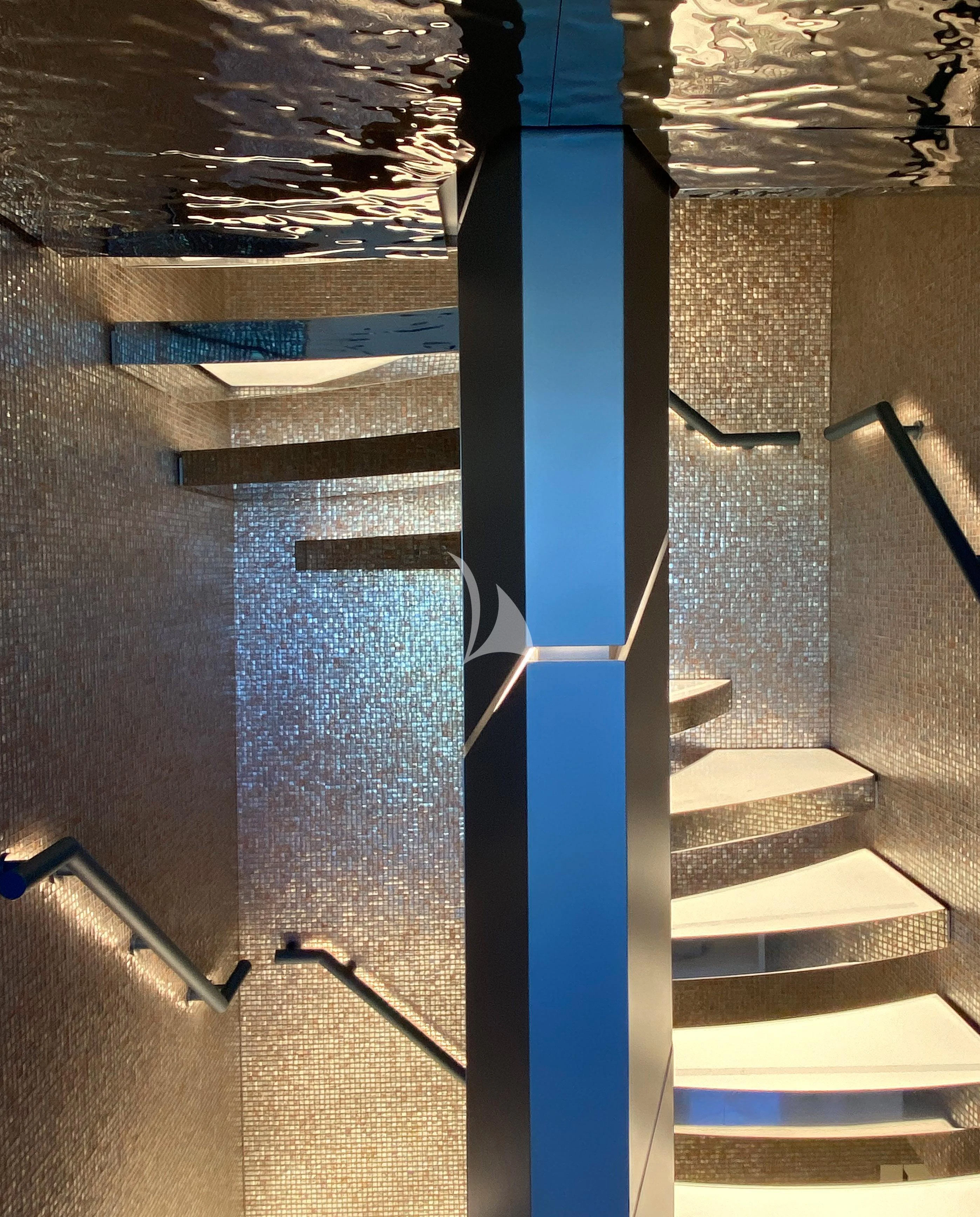 a close-up of some stairs aboard PANDION PEARL Yacht for Charter
