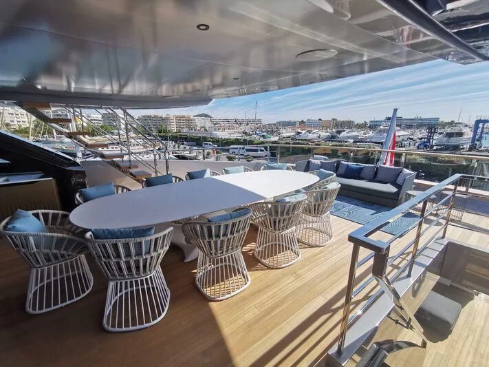 a rooftop view of a pool aboard PANDION PEARL Yacht for Charter