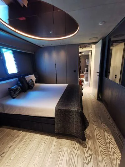 a bed in a room aboard PANDION PEARL Yacht for Charter