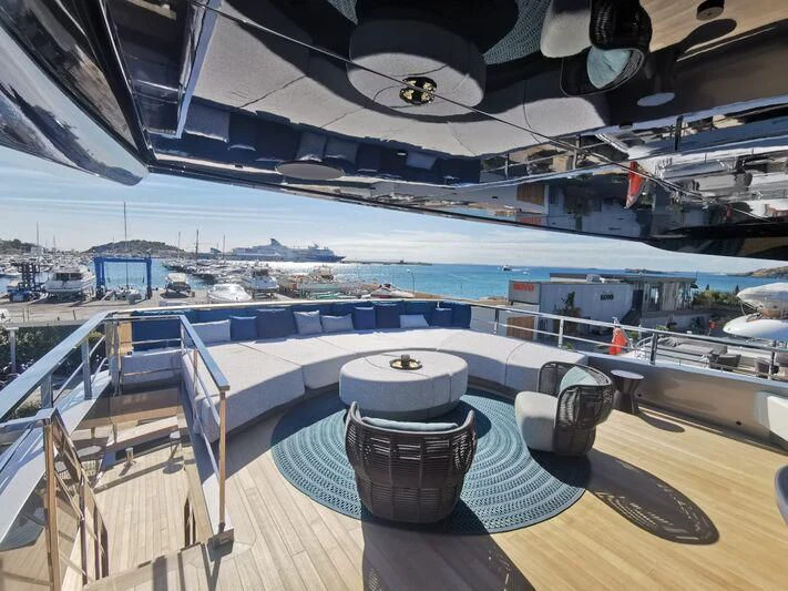 a view of a ship from the deck of a ship aboard PANDION PEARL Yacht for Charter