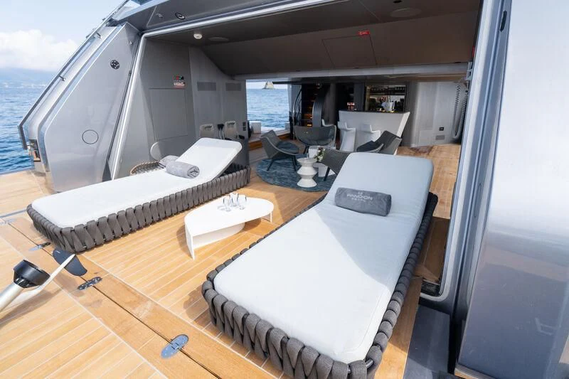 a boat on a deck aboard PANDION PEARL Yacht for Charter