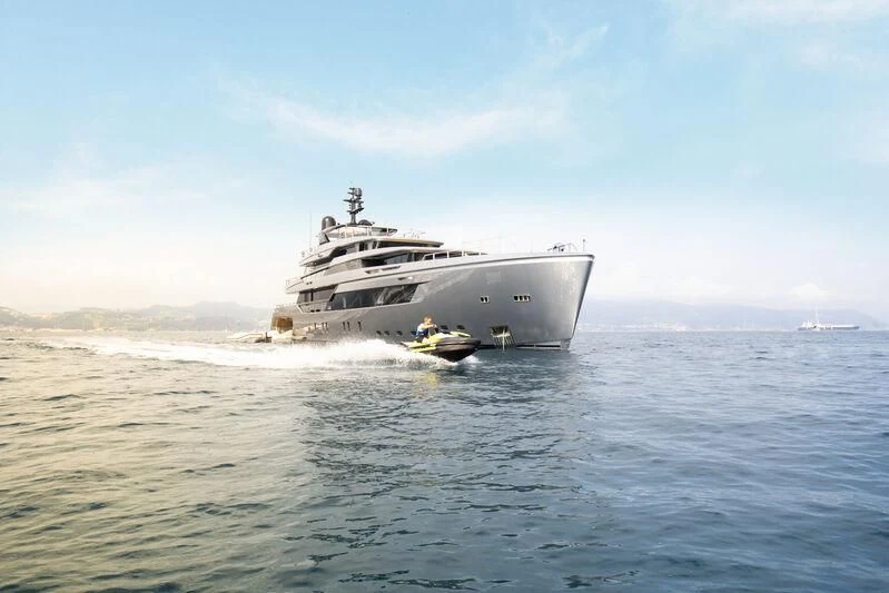 a large ship on the water aboard PANDION PEARL Yacht for Charter