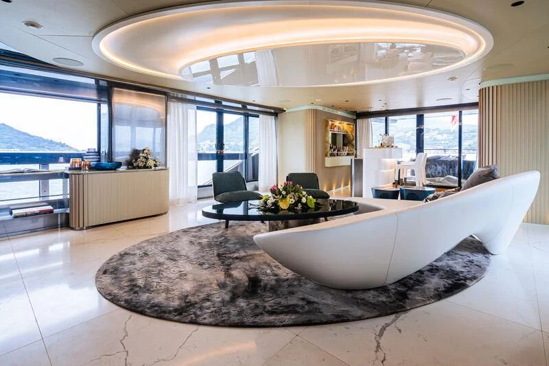 a modern looking living room aboard PANDION PEARL Yacht for Charter