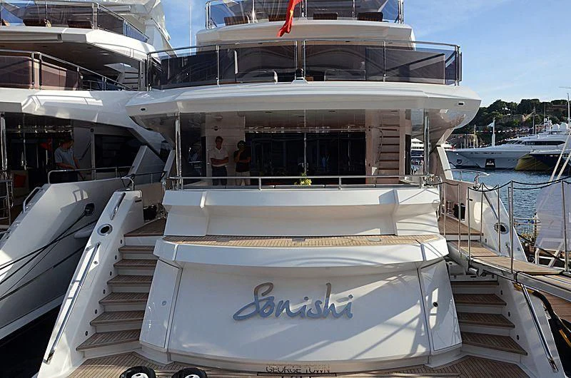 a boat with a staircase aboard SONISHI Yacht for Sale