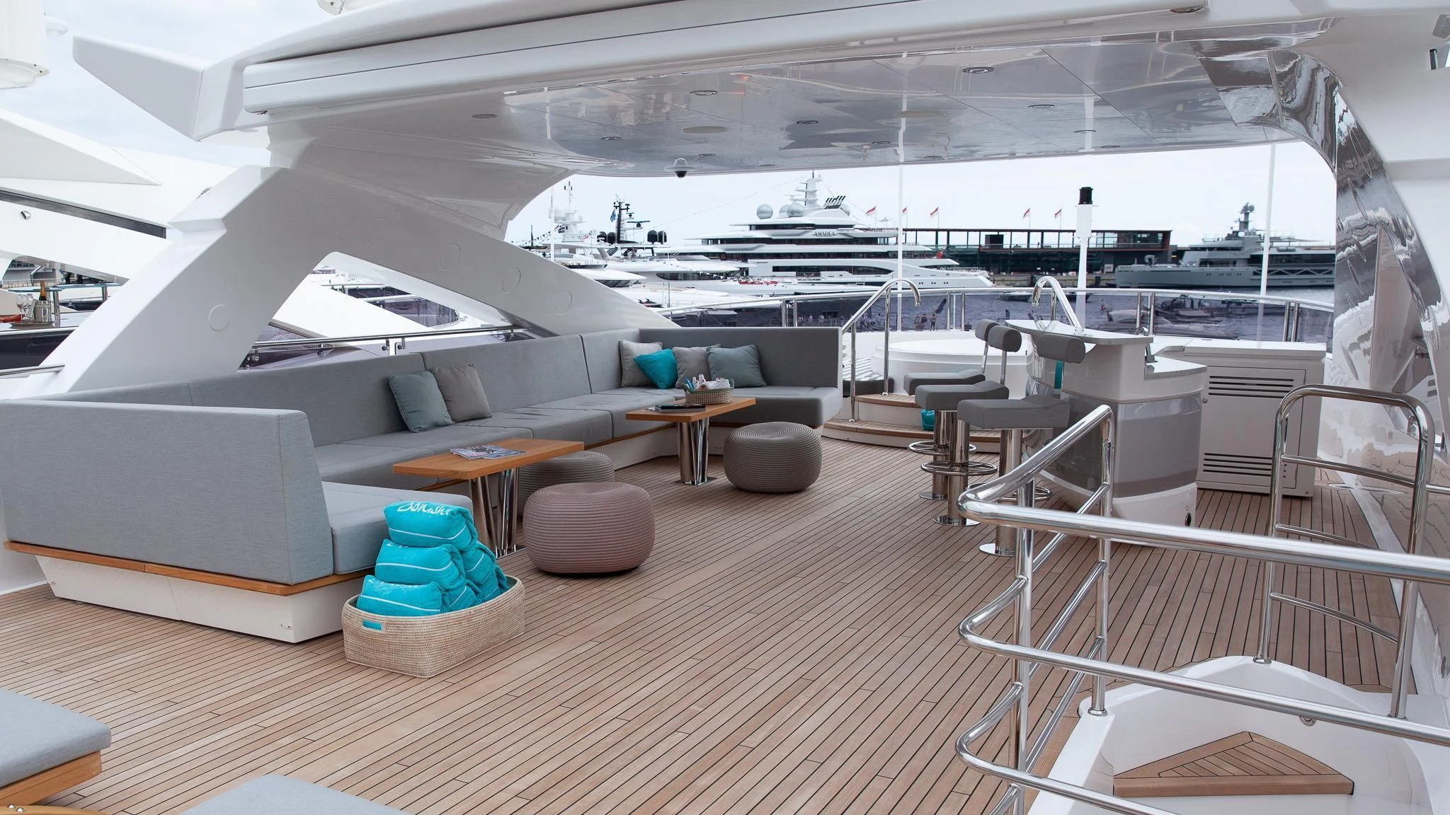 a room with a large white ceiling aboard SONISHI Yacht for Sale