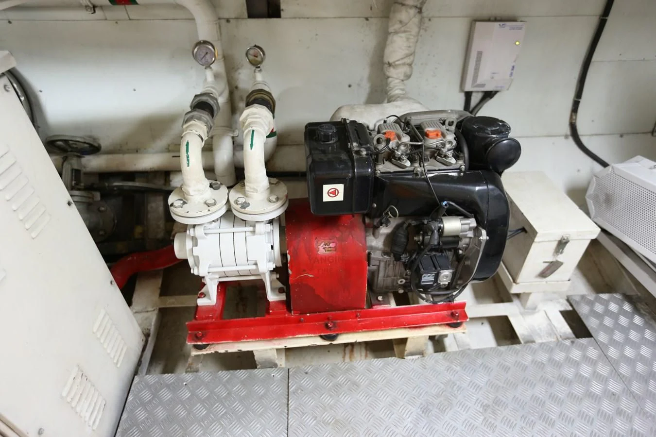 a machine with a large piece of equipment in it aboard GOODWILL Yacht for Sale