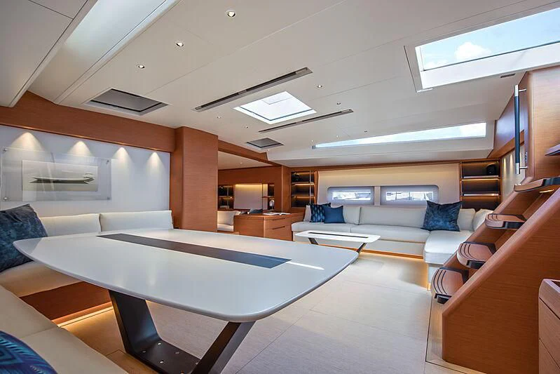 a room with a couch and a table aboard MORGANA Yacht for Sale
