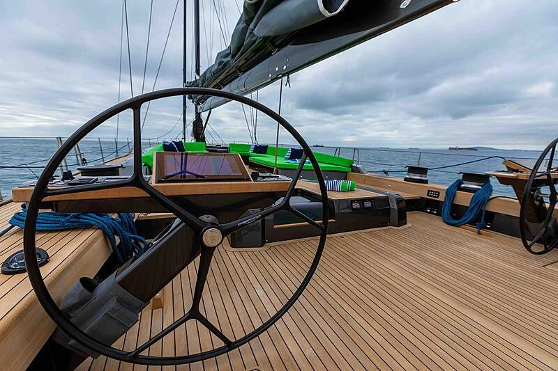 a boat on a deck aboard MORGANA Yacht for Sale