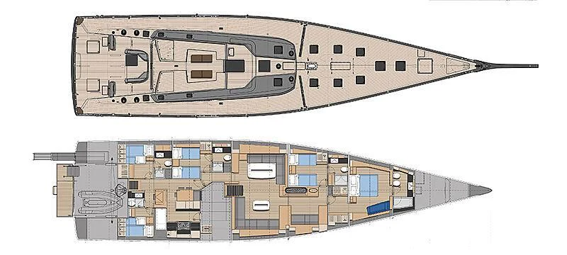 diagram, engineering drawing aboard MORGANA Yacht for Sale