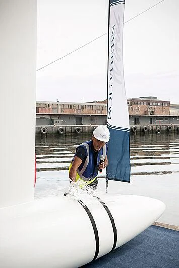 a man on a sailboat aboard MORGANA Yacht for Sale