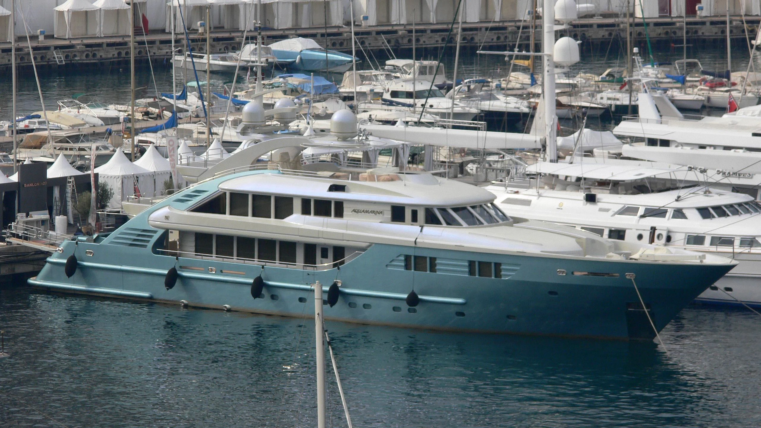 a group of boats docked aboard AQUAMARINA Yacht for Sale