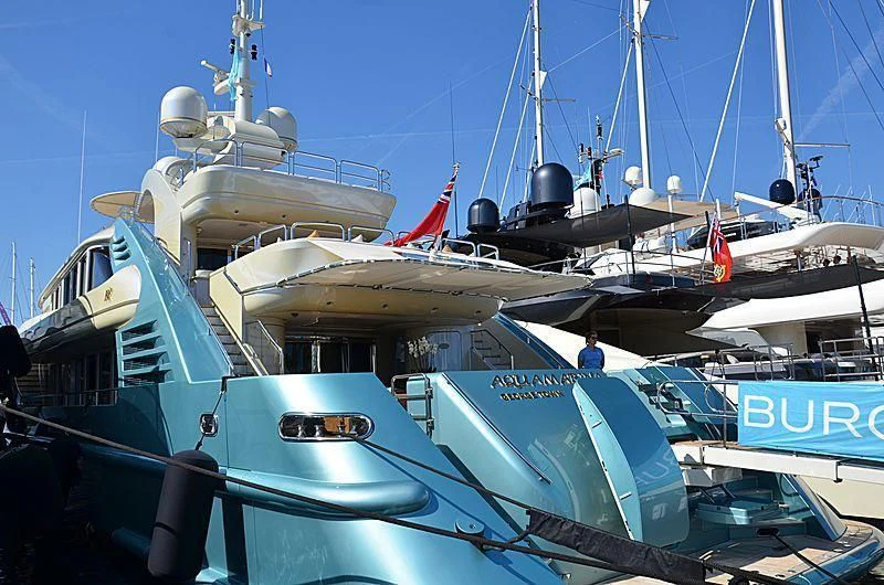 a boat docked at a pier aboard AQUAMARINA Yacht for Sale