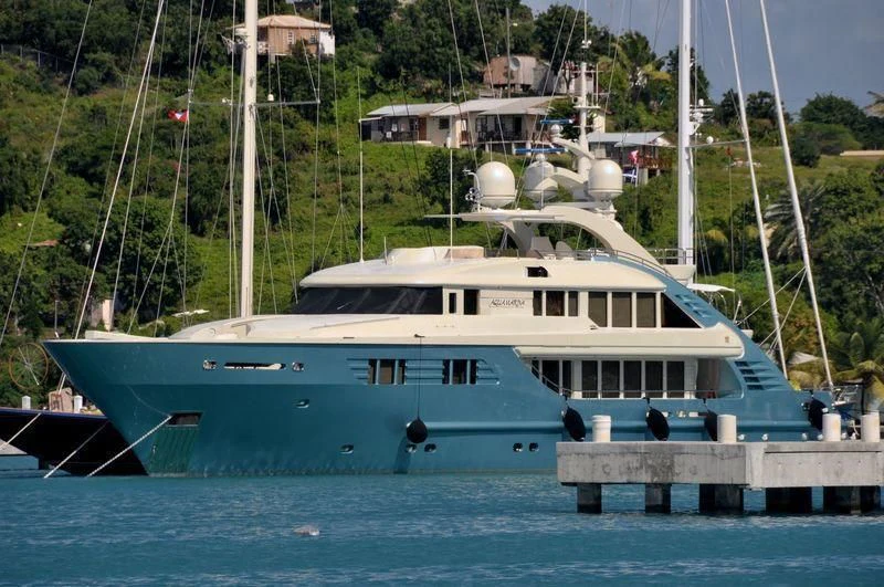 a large boat in the water aboard AQUAMARINA Yacht for Sale