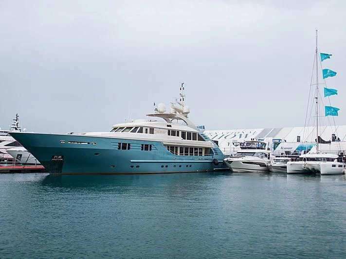 a large boat in the water aboard AQUAMARINA Yacht for Sale