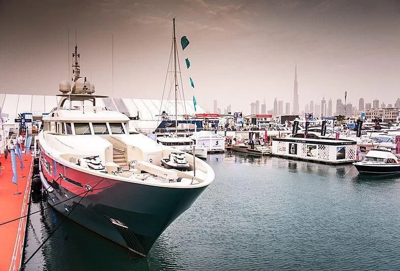 boats in a harbor aboard AQUAMARINA Yacht for Sale