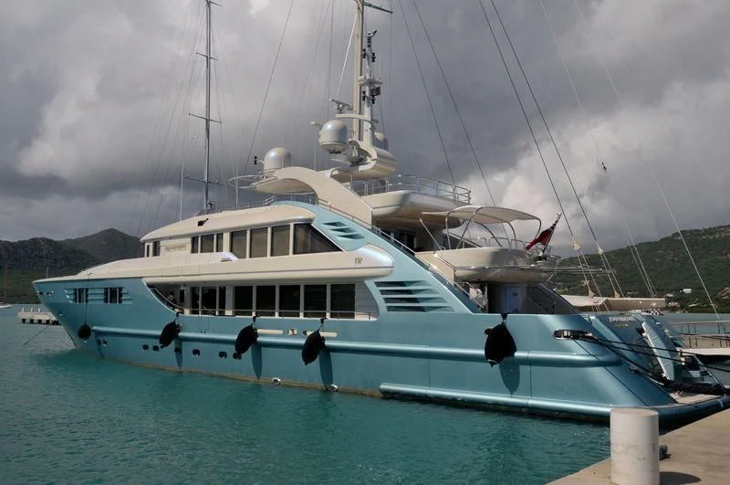 a boat docked at a pier aboard AQUAMARINA Yacht for Sale