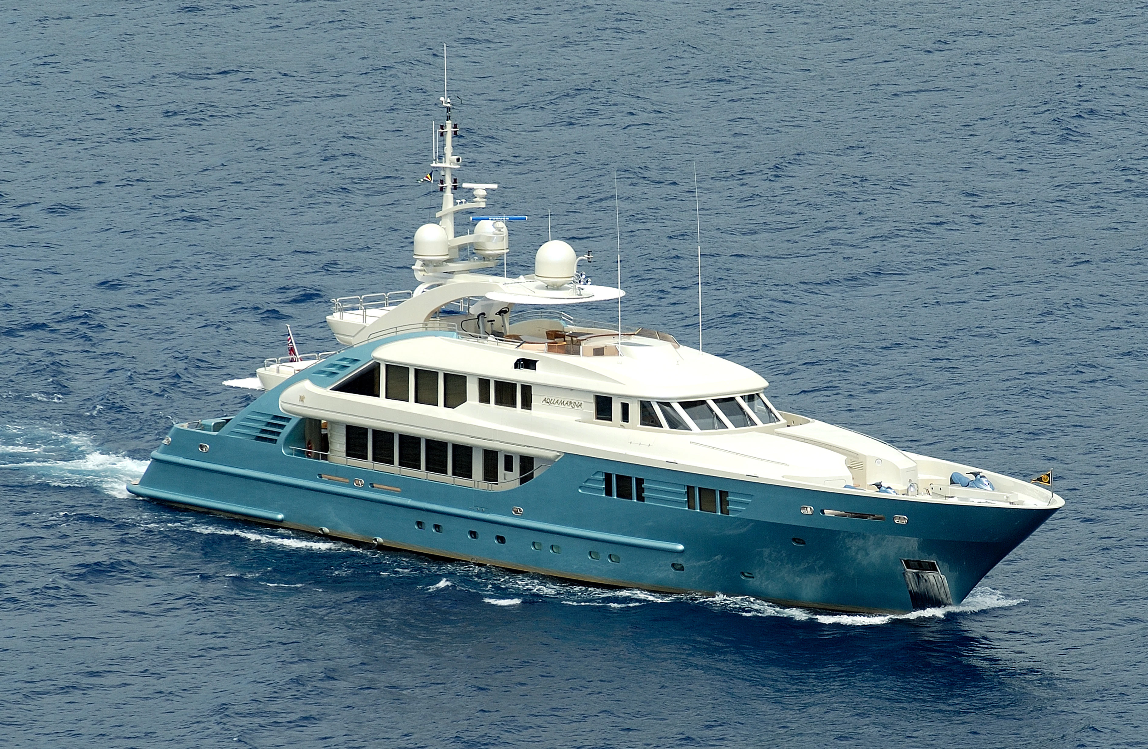 a large boat in the water aboard AQUAMARINA Yacht for Sale