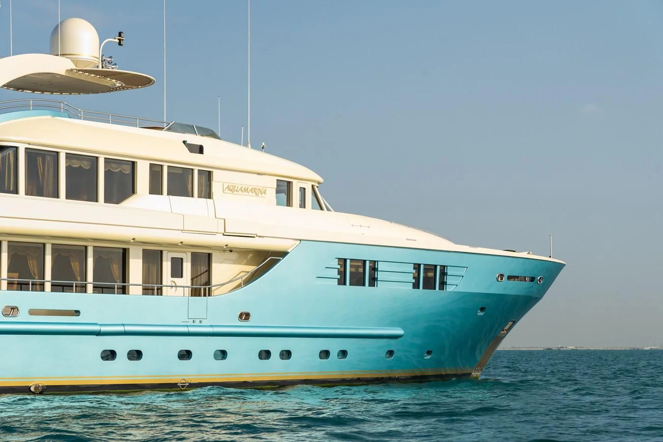 a white boat in the water aboard AQUAMARINA Yacht for Sale