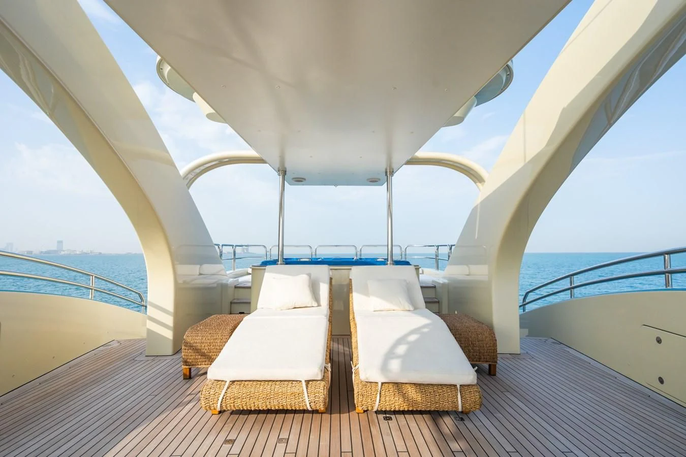 a tent with beds on it aboard AQUAMARINA Yacht for Sale