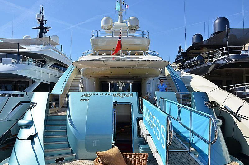 a boat with a person sitting on it aboard AQUAMARINA Yacht for Sale