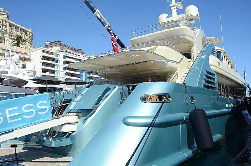 a boat docked at a port aboard AQUAMARINA Yacht for Sale