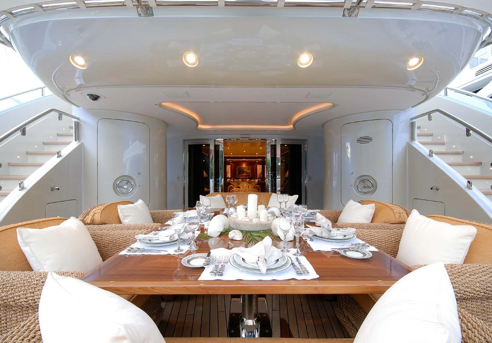 a dining table in a house aboard AQUAMARINA Yacht for Sale