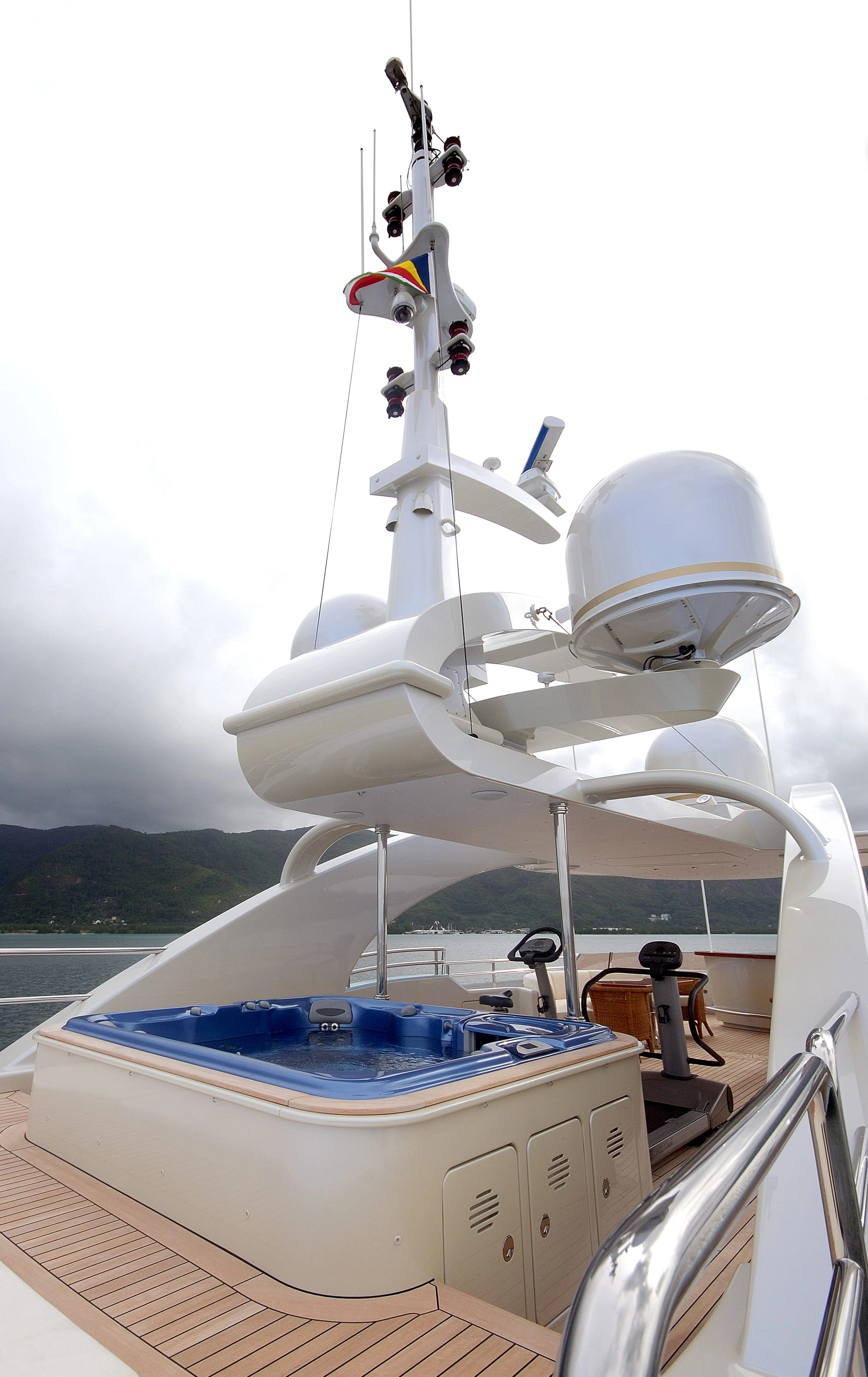 a boat with a satellite on it aboard AQUAMARINA Yacht for Sale