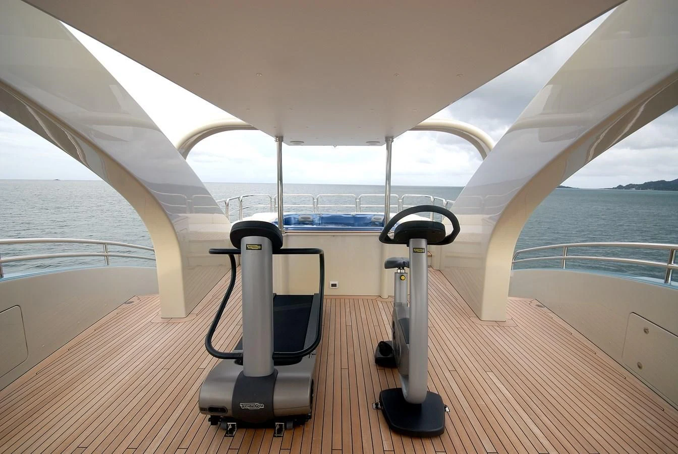 a treadmill on a boat aboard AQUAMARINA Yacht for Sale