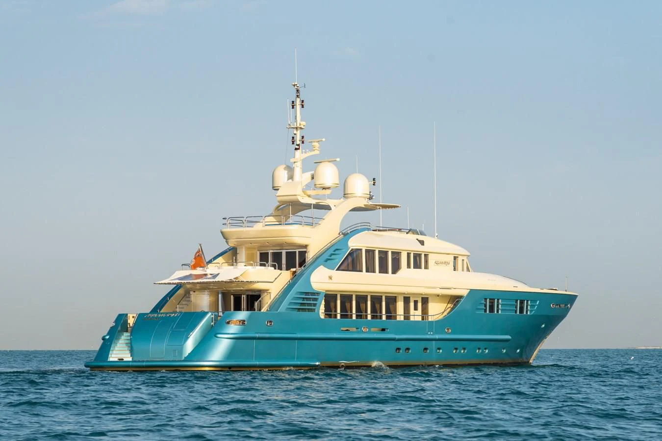 a large boat in the water aboard AQUAMARINA Yacht for Sale