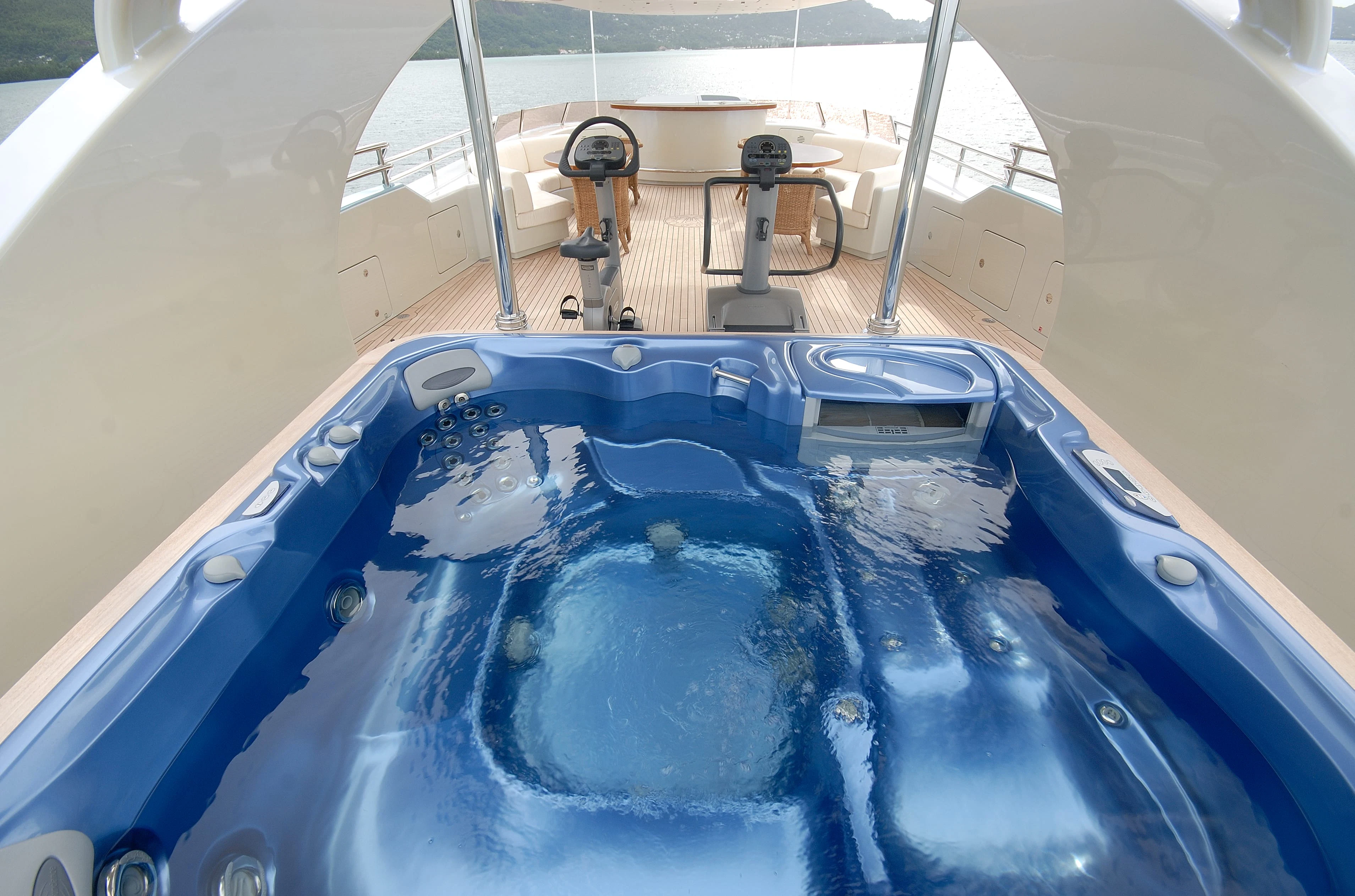 a close-up of a swimming pool aboard AQUAMARINA Yacht for Sale