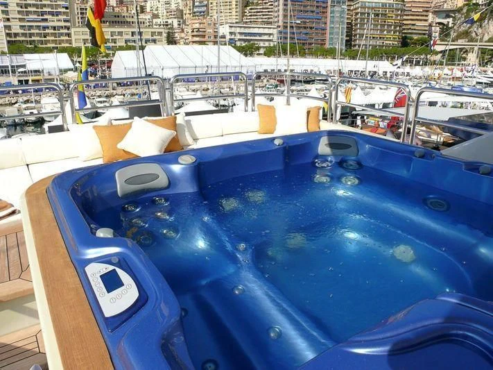a boat in a harbor aboard AQUAMARINA Yacht for Sale