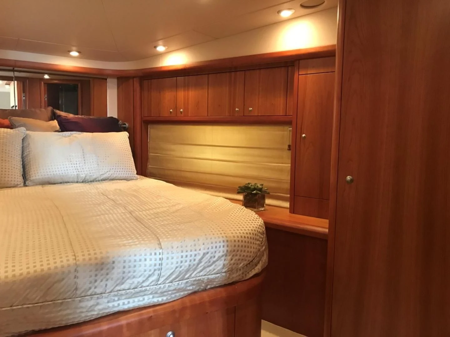 a bed in a room aboard DAY DREAMER Yacht for Sale
