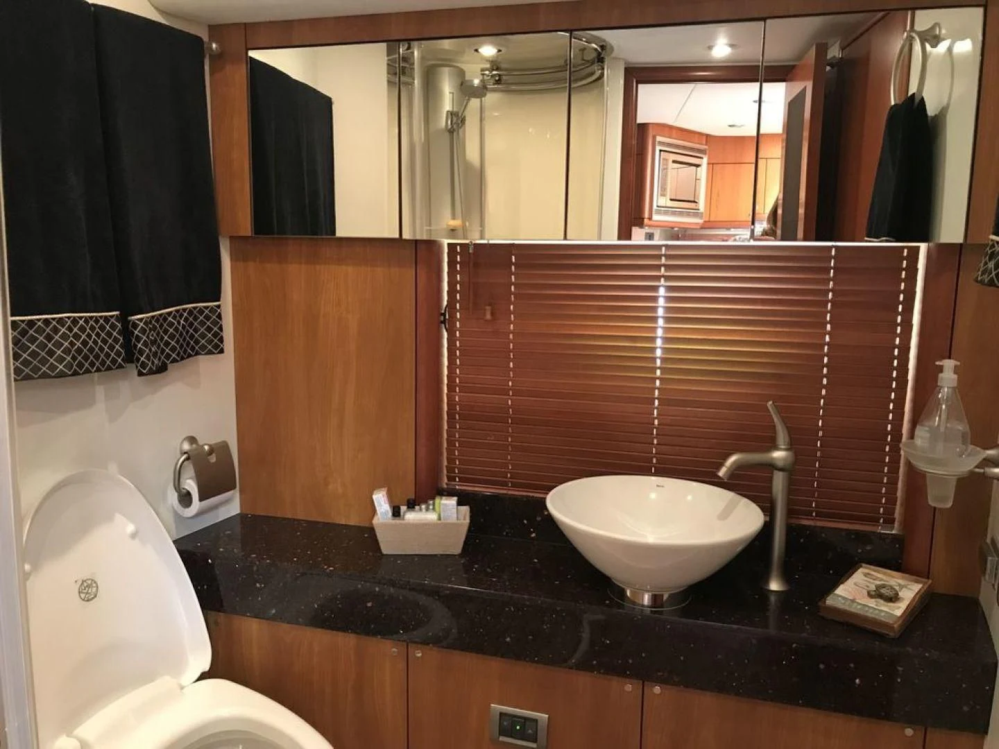 a bathroom with a sink and a toilet aboard DAY DREAMER Yacht for Sale