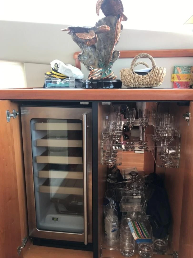 a shelf with objects on it aboard DAY DREAMER Yacht for Sale