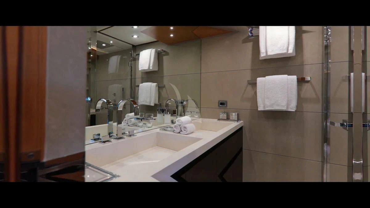 a bathroom with two sinks aboard PERSEFONI I Yacht for Sale