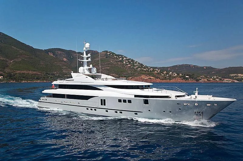 a white yacht on the water aboard PERSEFONI I Yacht for Sale