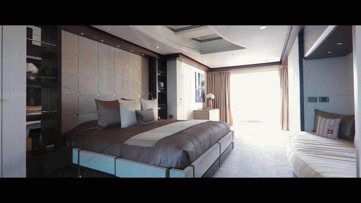 a room with a bed and a shelf aboard PERSEFONI I Yacht for Sale