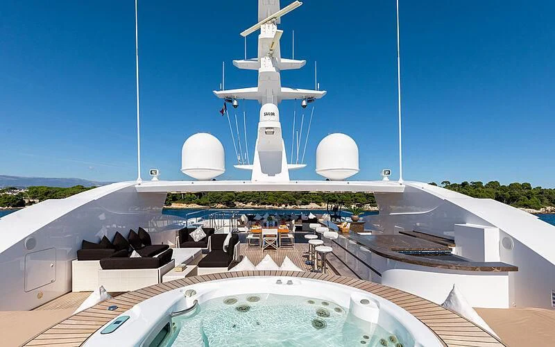 a space shuttle flying over a rooftop aboard PERSEFONI I Yacht for Sale
